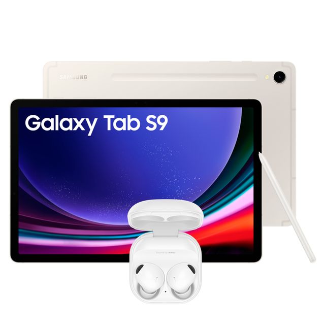 Samsung Galaxy Tab S9 11 128GB Tablet Beige with Galaxy Buds2 Pro White Bundle